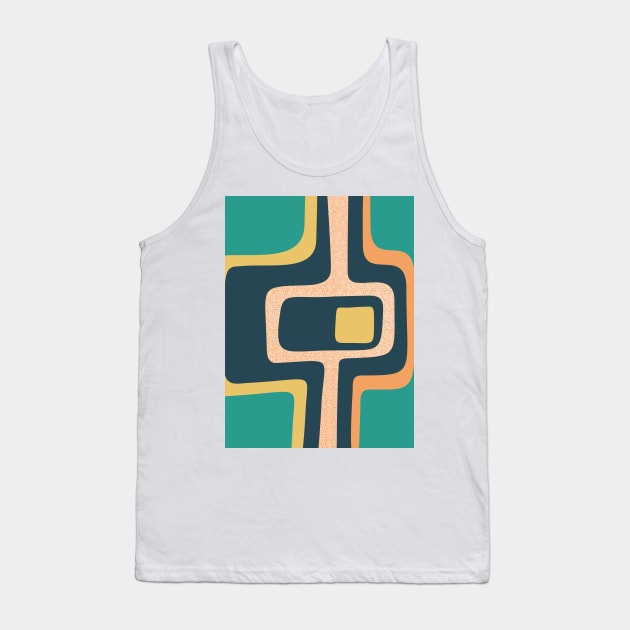 Mid Century Funky Abstract Teal, Yellow, Orange Tank Top by tramasdesign